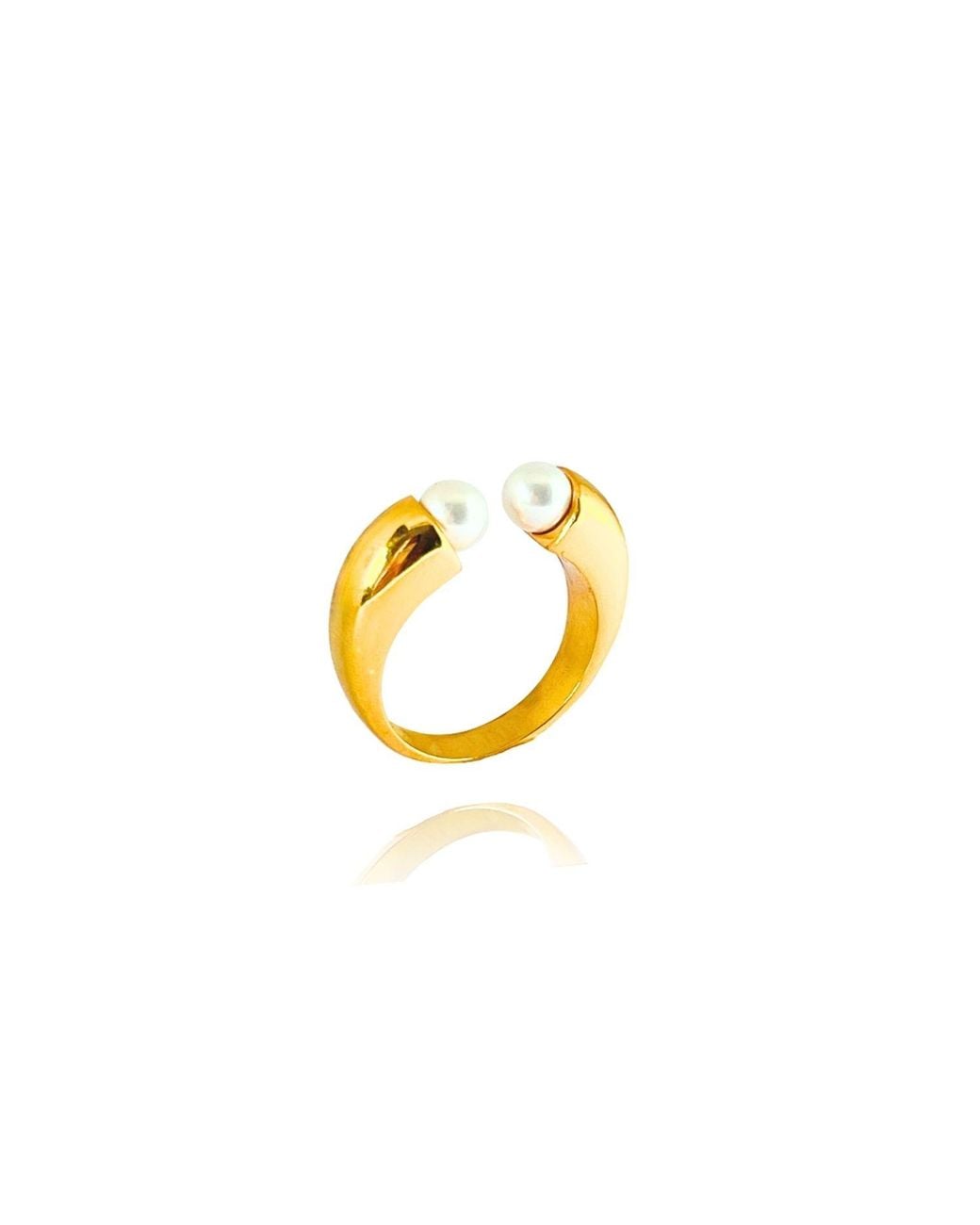 LINYA JEWELLERY Metallic Horn Pearl Ring