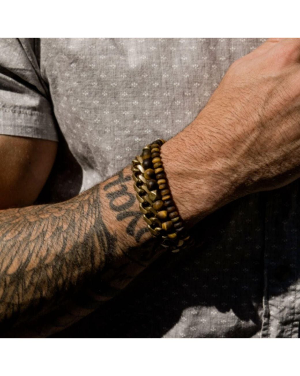 Rachel Nathan Brown Neutrals Slim: Tiger's Eye Bracelet for men