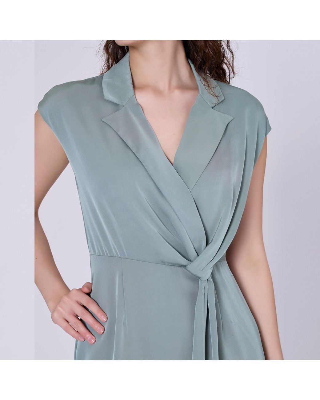 Smart and Joy Gray Asymmetrical Dress With Draped Panel