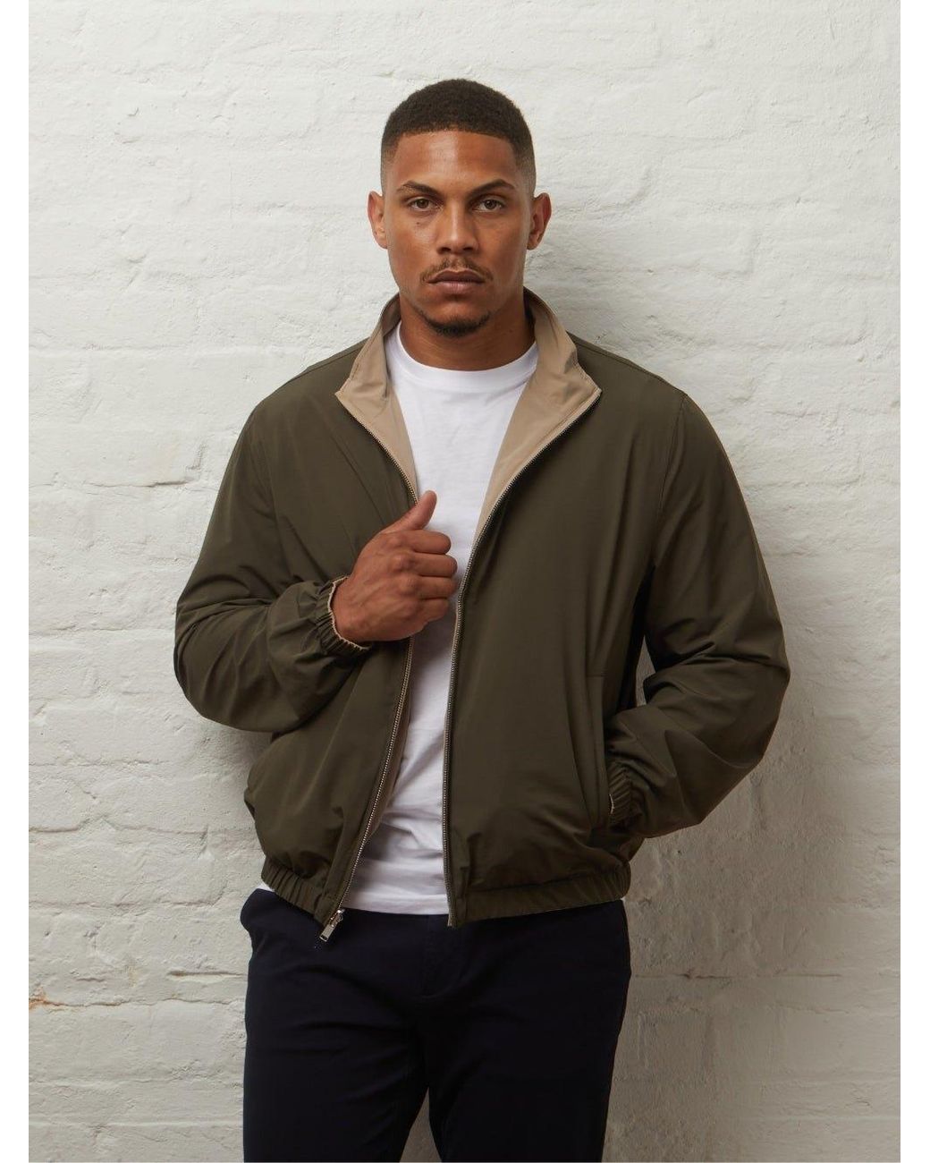 Guards London Green Neutrals Eldridge Reversible Lightweight Harrington for men