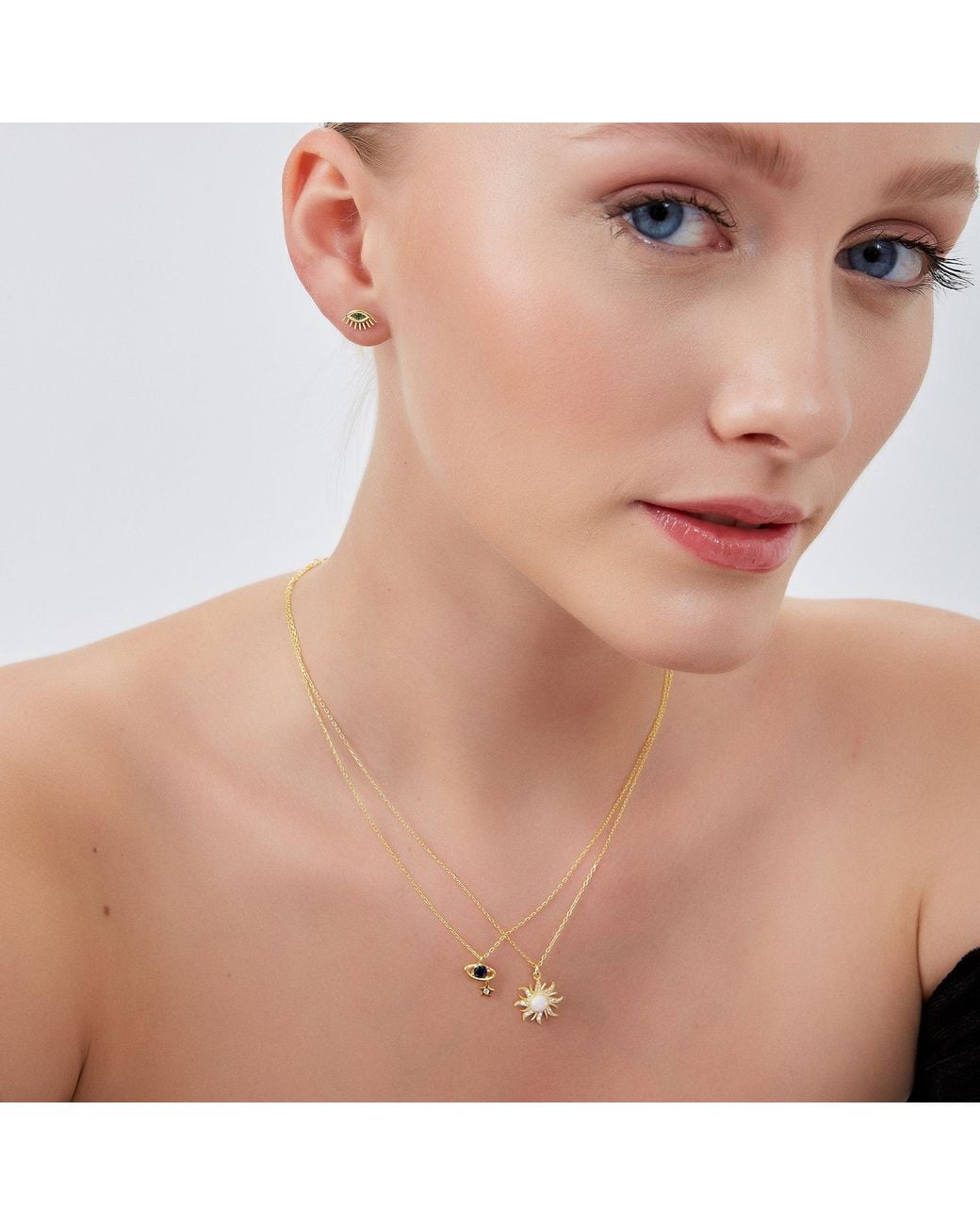 Spero London Metallic Opal Sun & Sunburst Necklace
