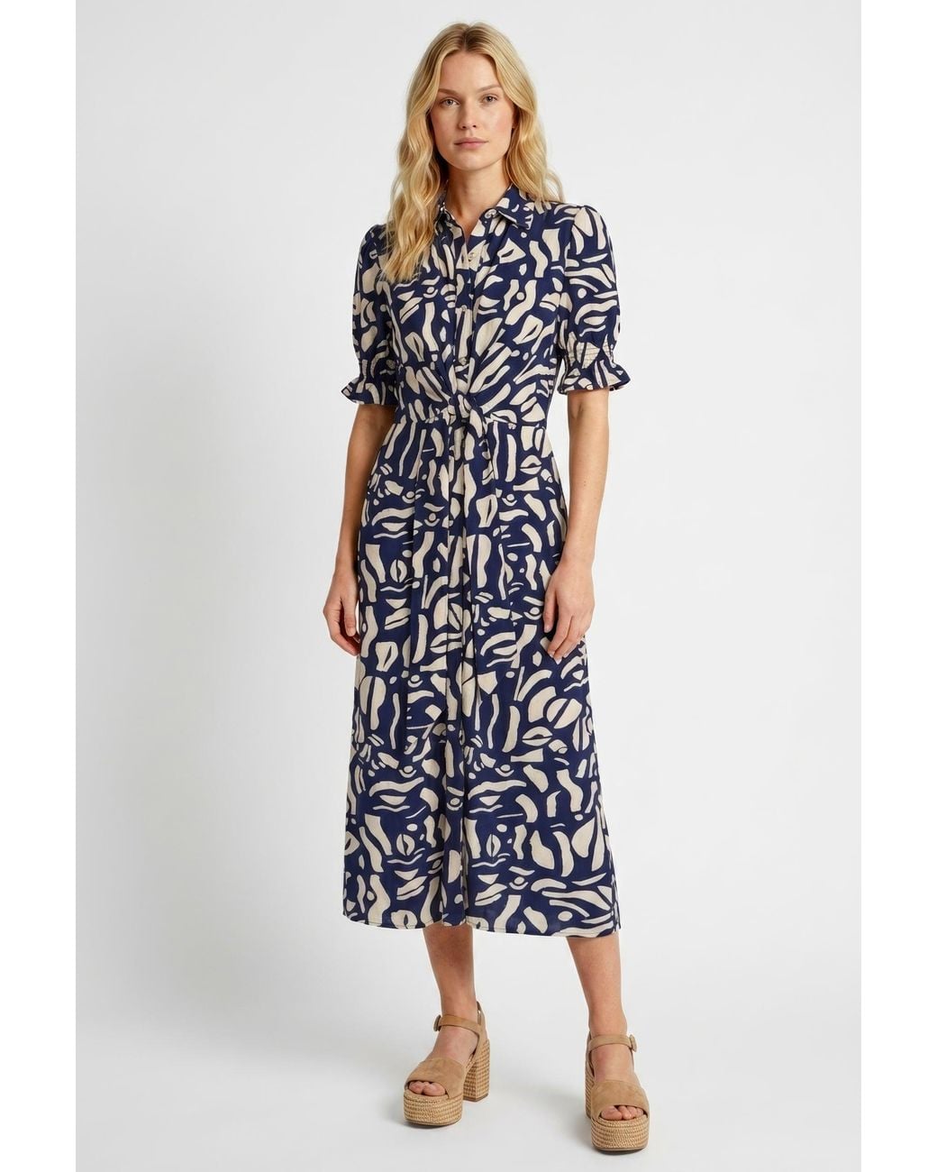 Guinea London Blue Tie Front Dress