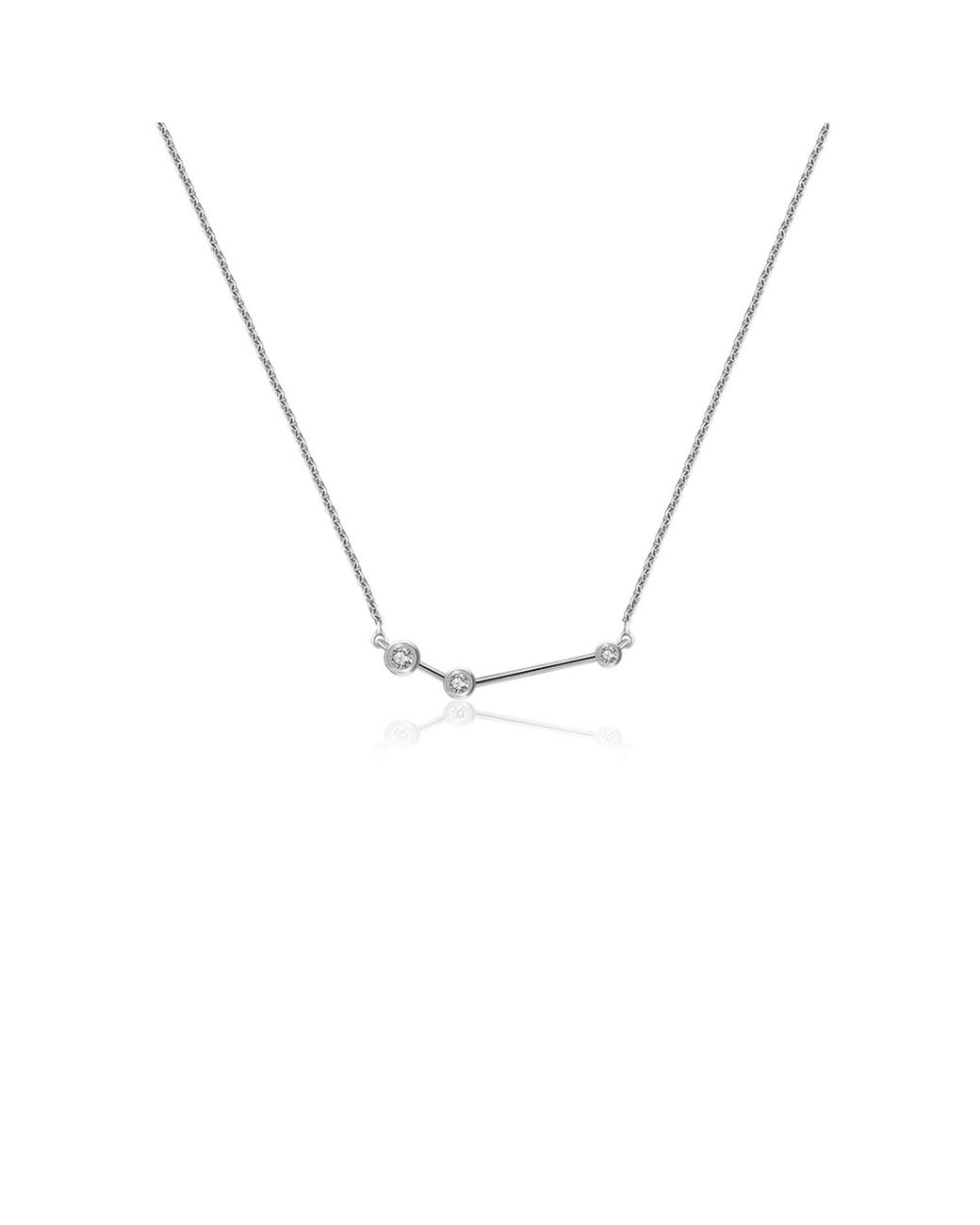 Genevieve Collection Metallic Aries Zodiac Constellation Necklace & Diamond