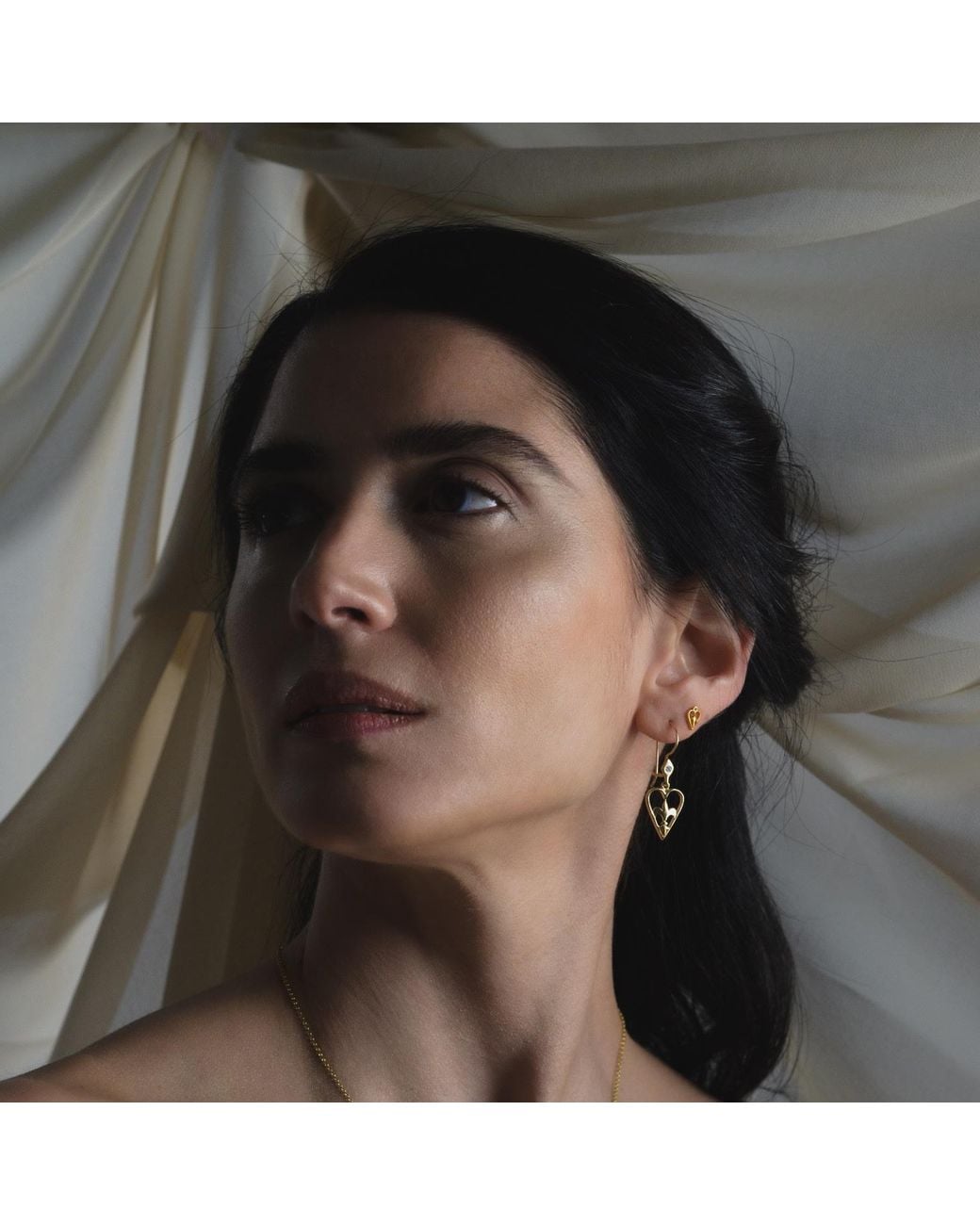Myrto Katramadou Jewellery Metallic Heartshield – Hook Earrings-Plated