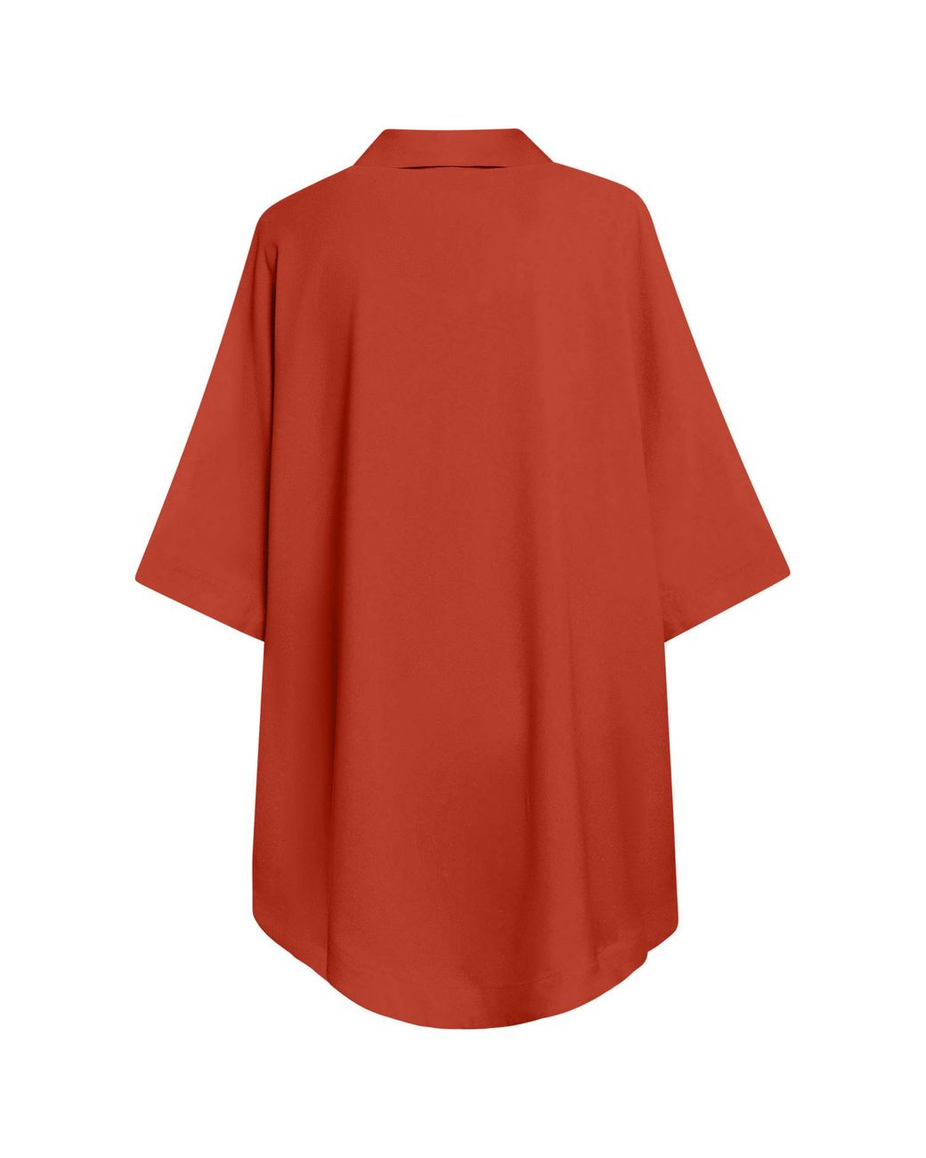 Perlavera Red Pinoly Brique Hidden Placket Three Quarter Sleeve Tunic
