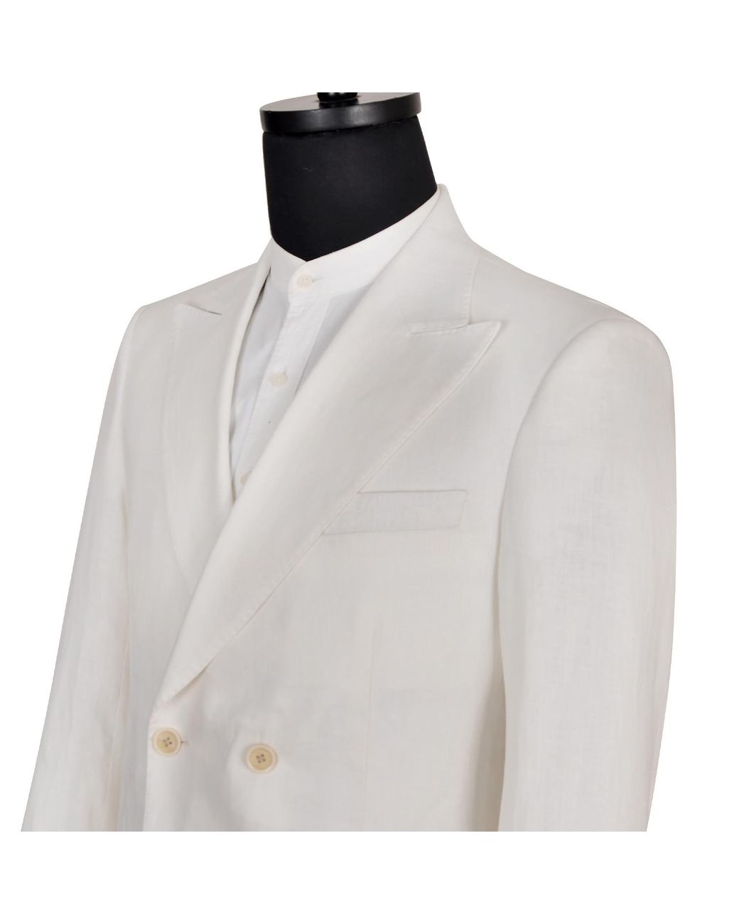 DAVID WEJ White Hugo Linen Double Breasted Blazer for men