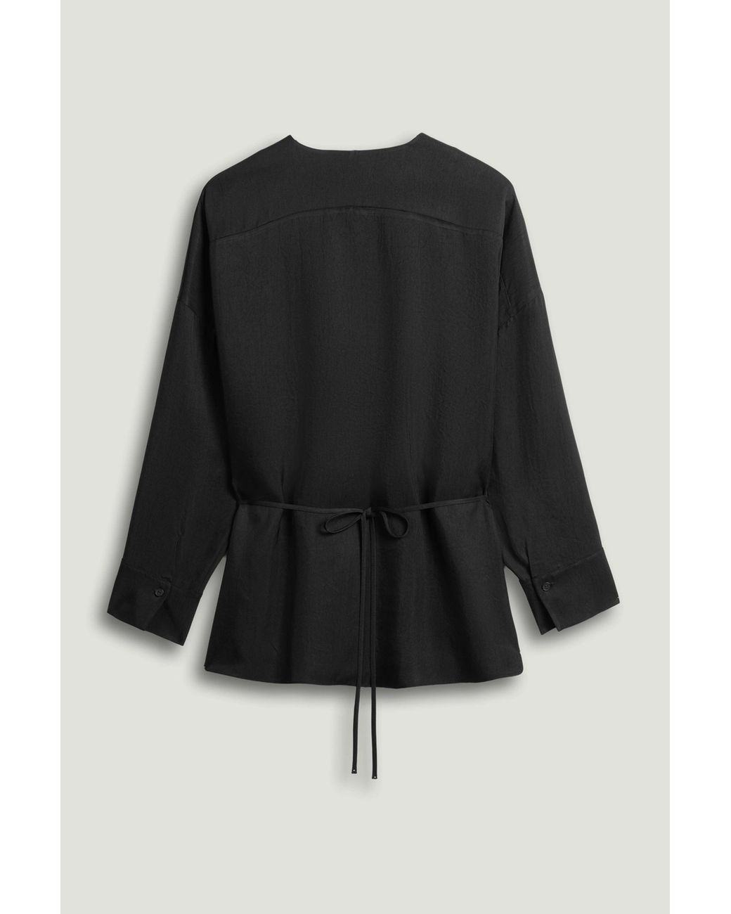 Nocturne Black Draped Buckle-Detail Shirt