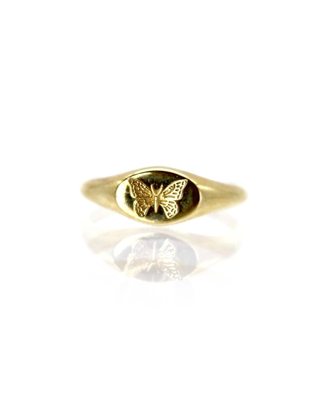 VicStoneNYC Fine Jewelry Metallic 14K Beautiful Hope Butterfly Solid Signet Ring