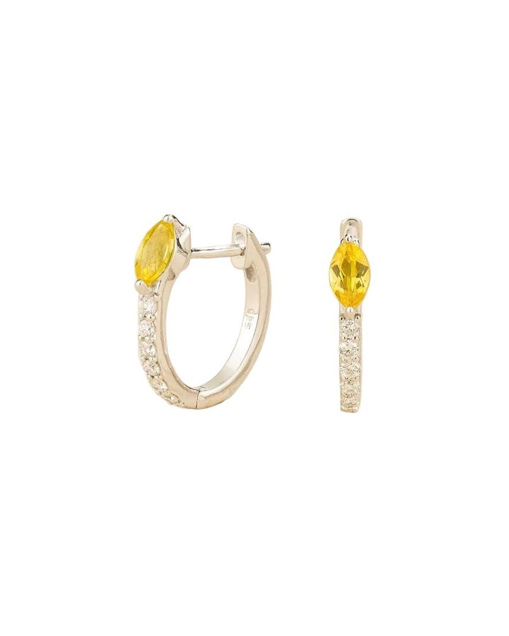 Juvetti Metallic Sors Sapphire & Diamond Huggie Hoop Earrings