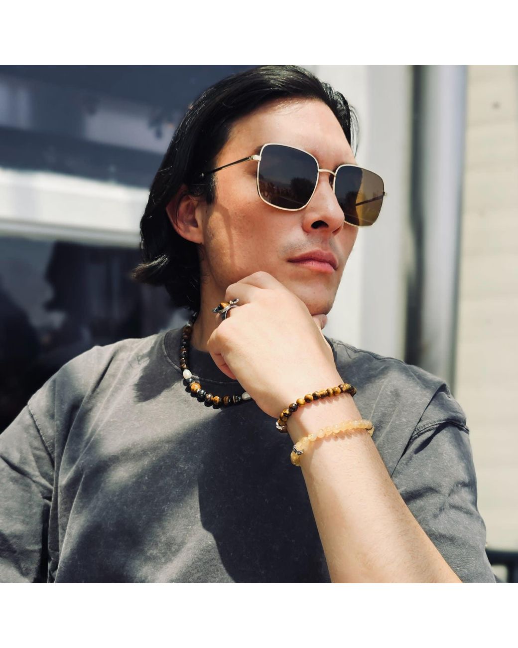Farra Metallic Citrine Flexible Bracelet for men