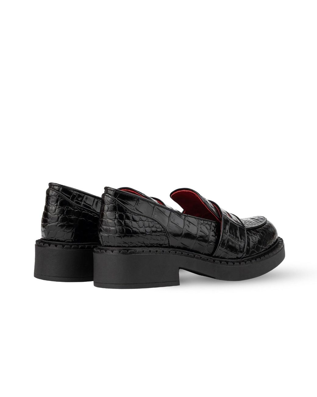 Rosamund Muir London Black Stratford Shiny Crocodile Print Loafers