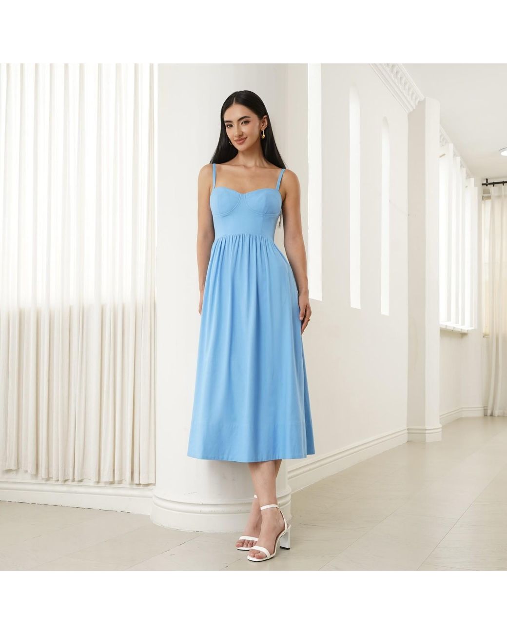 Yumi Kim Blue Sunday Date Linen Dress