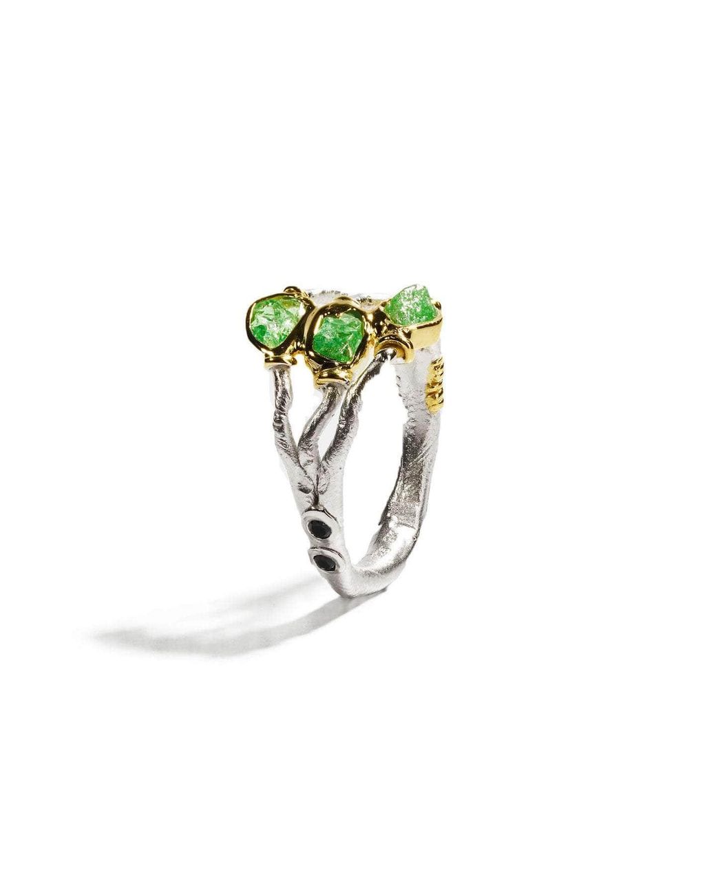 German Kabirski Green Vogg Handcrafted Ring With Raw Tsavorite And Spinel