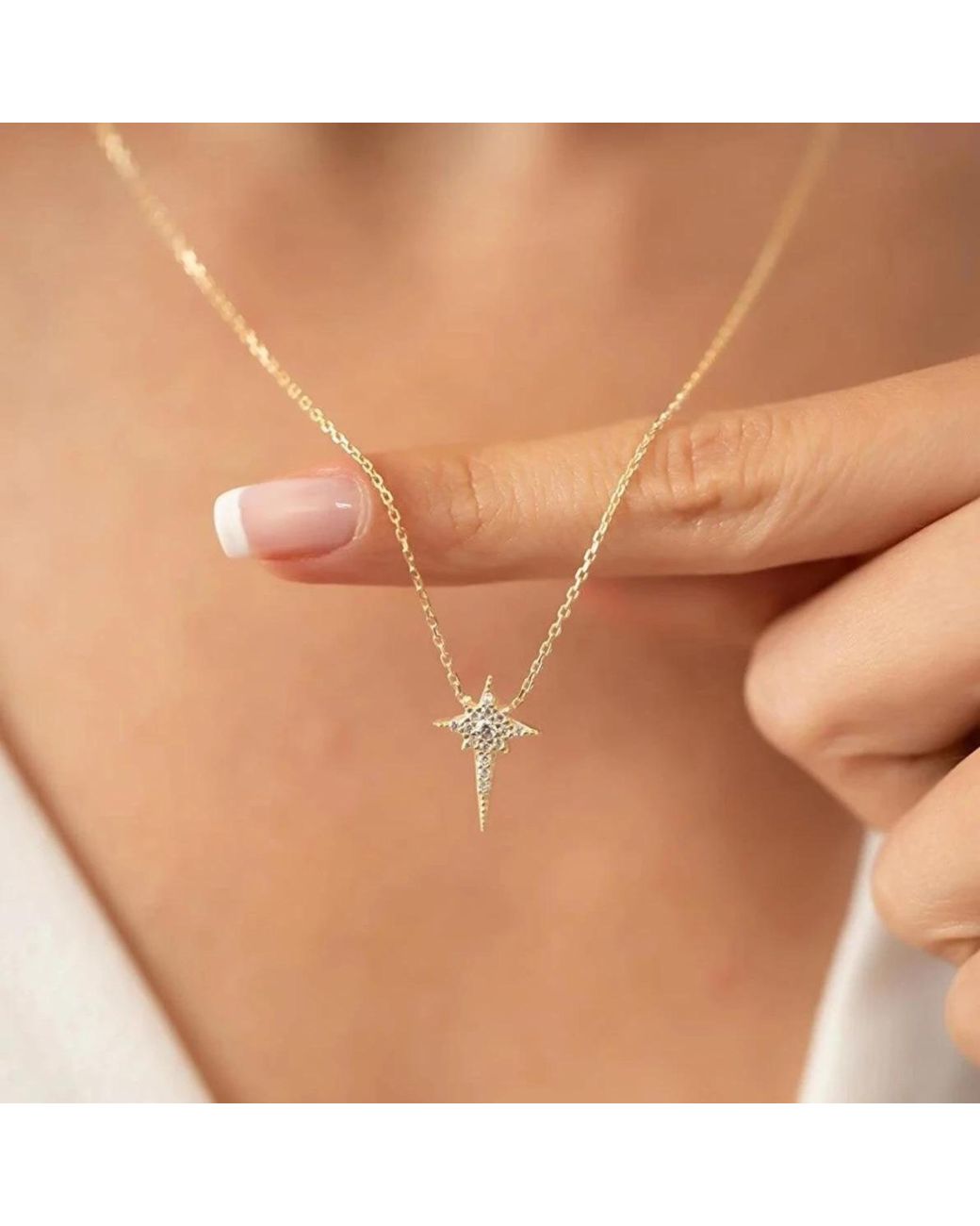 Spero London Metallic Northern Star Polaris Starburst Sterling Necklace
