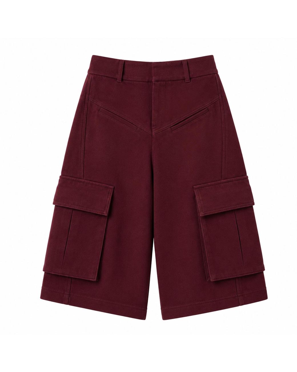 FRONT ROW SHOP Red Callie Cotton Twill Shorts