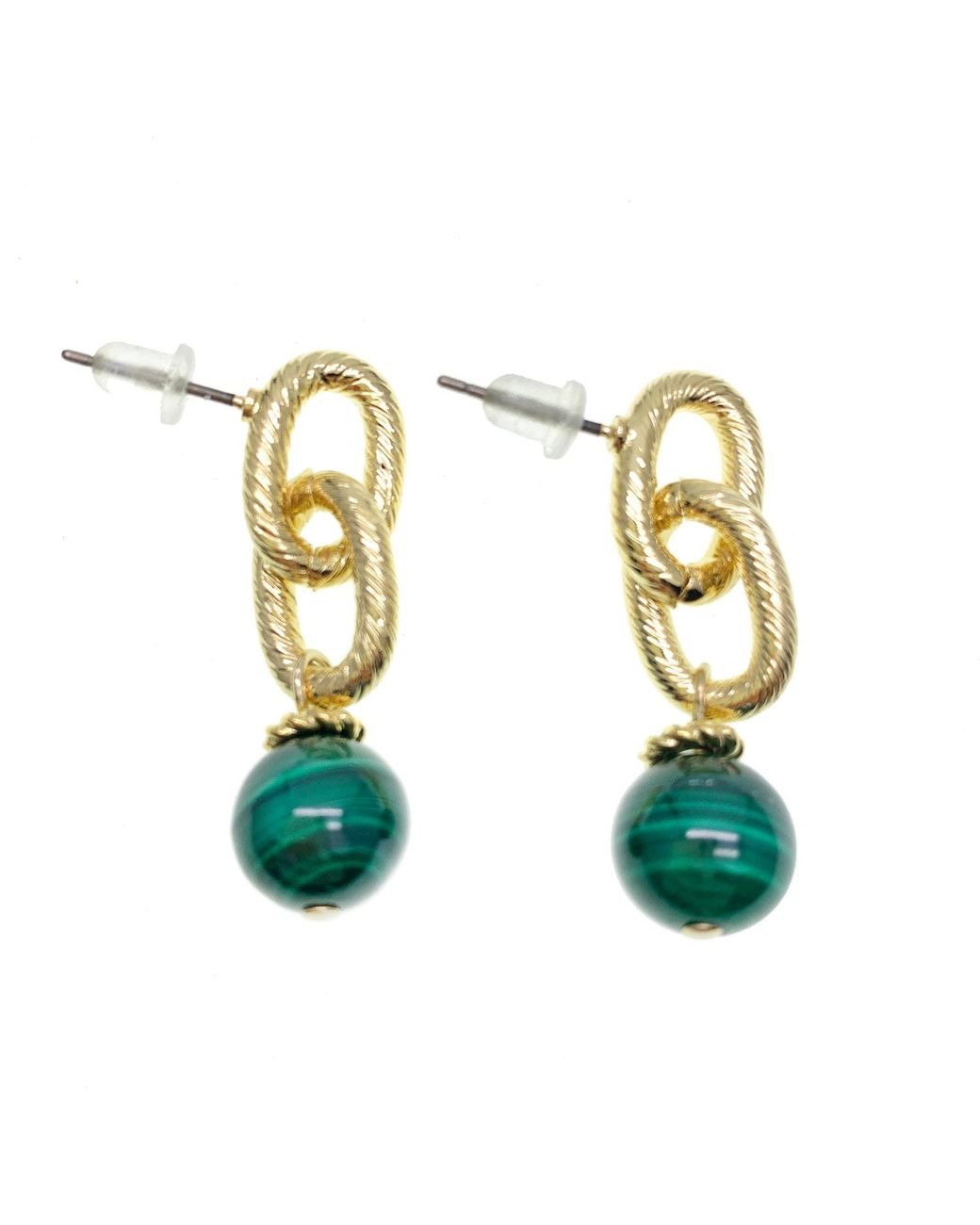 Farra Multicolor Malachite Chain Minimalist Earrings