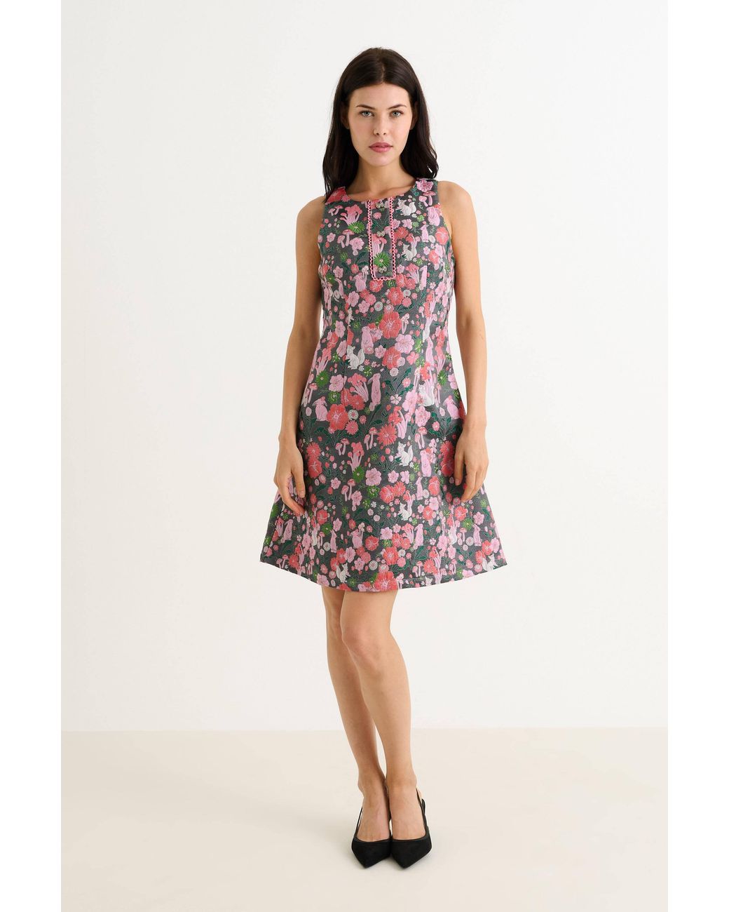 Louche Pink Marcia Fairytale Jacquard A-Line Mini Dress