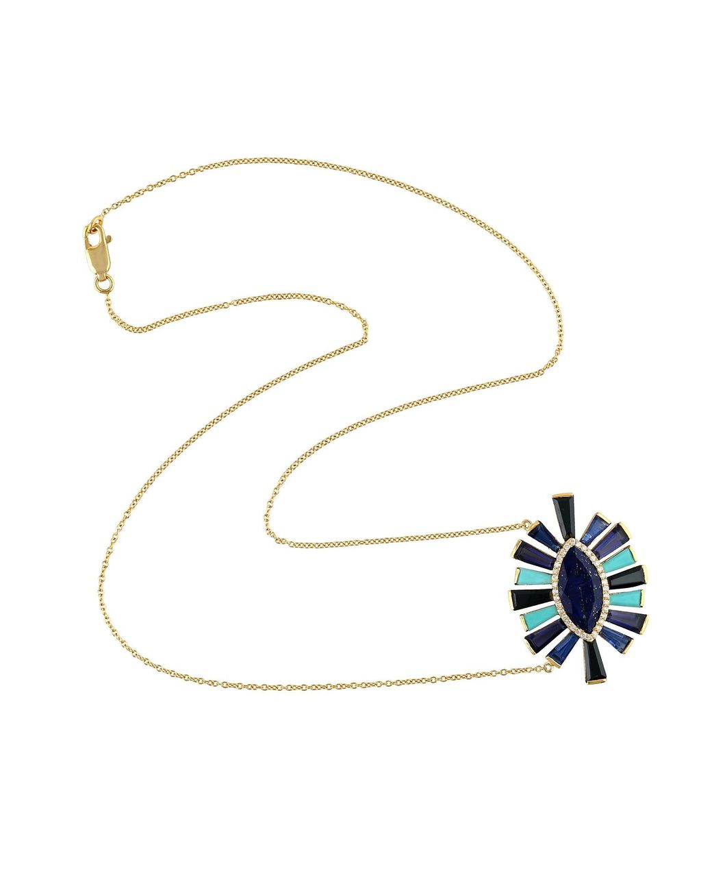 Artisan White Multi-Gemstone & Diamond Evil Eye Pendant Necklace