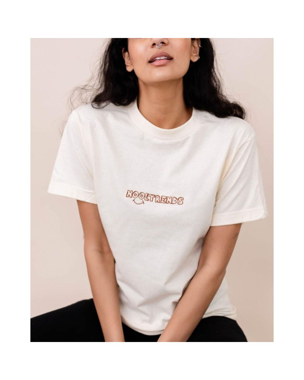Nooltrends White Neutrals Gender Neutral Smiley T-Shirt for men