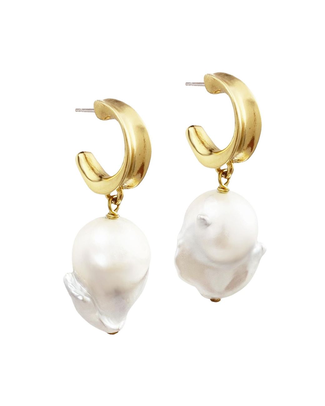 Biko Jewellery Metallic Barroco Pearl Hoops
