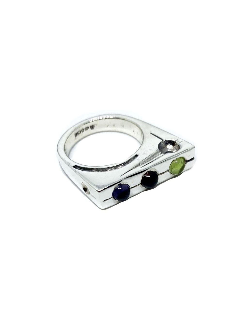 Tg-Jewellery by Tamara Gervasio Metallic Traffic Light Ring With Garnet, Iolite And Peridot