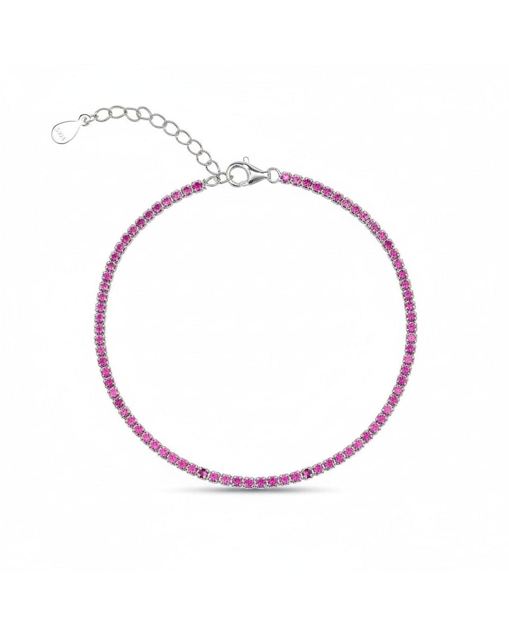 Spero London Pink Fine Sterling Cz Ruby Tennis Bracelet