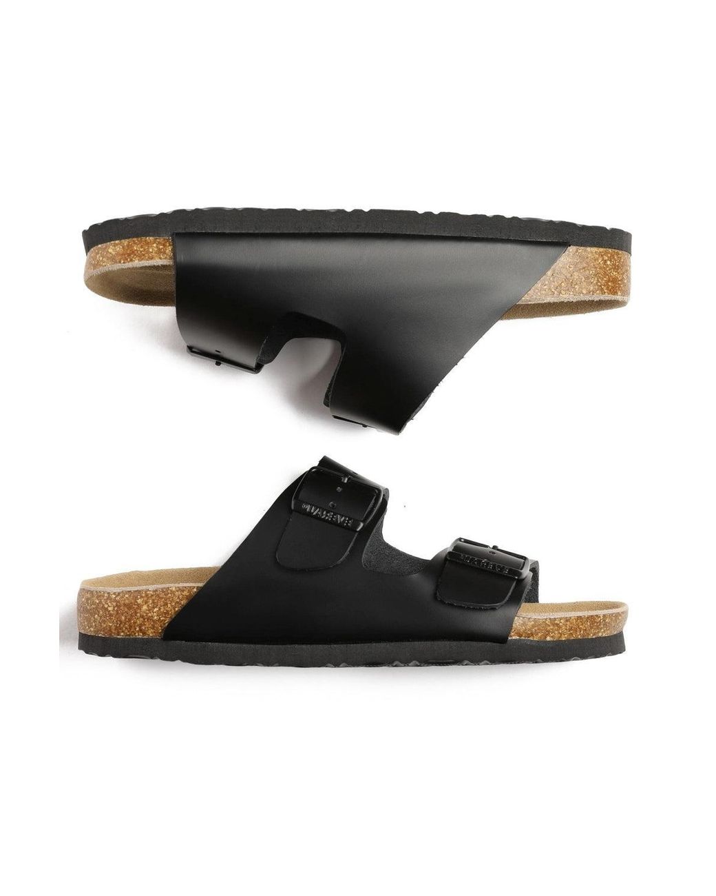 EverAu Australia Black Duck Leather Twin Buckle Sandals for men