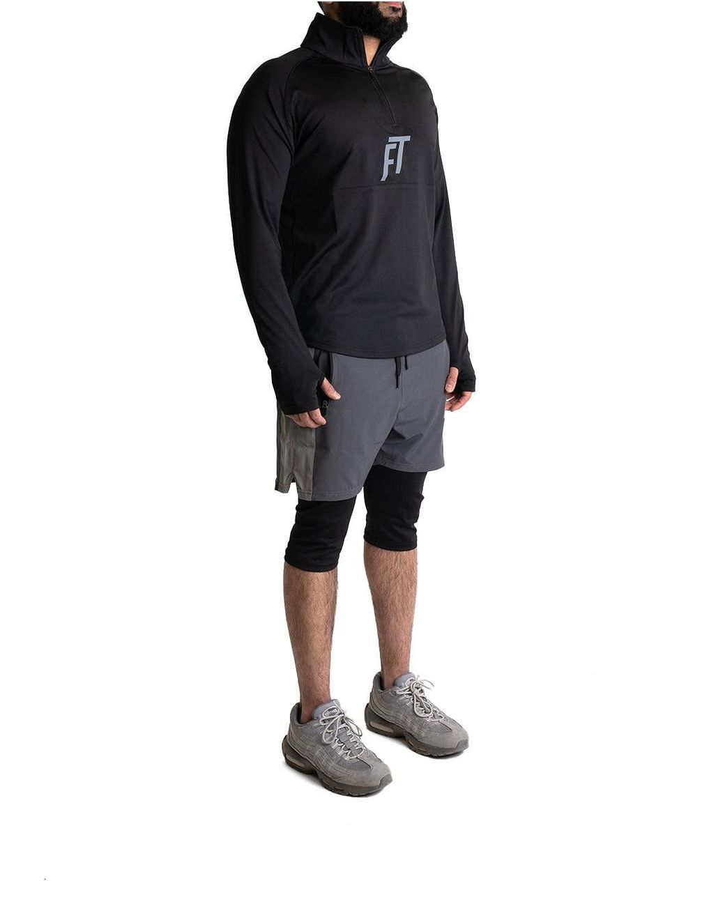 Foster Taylor Black Ft Quarter Zip Mock Neck for men