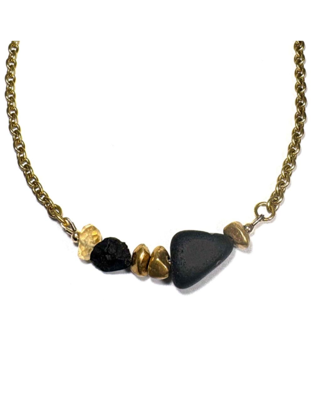Rachel Nathan Brown Meridian Aqua Stone & Citrine Necklace