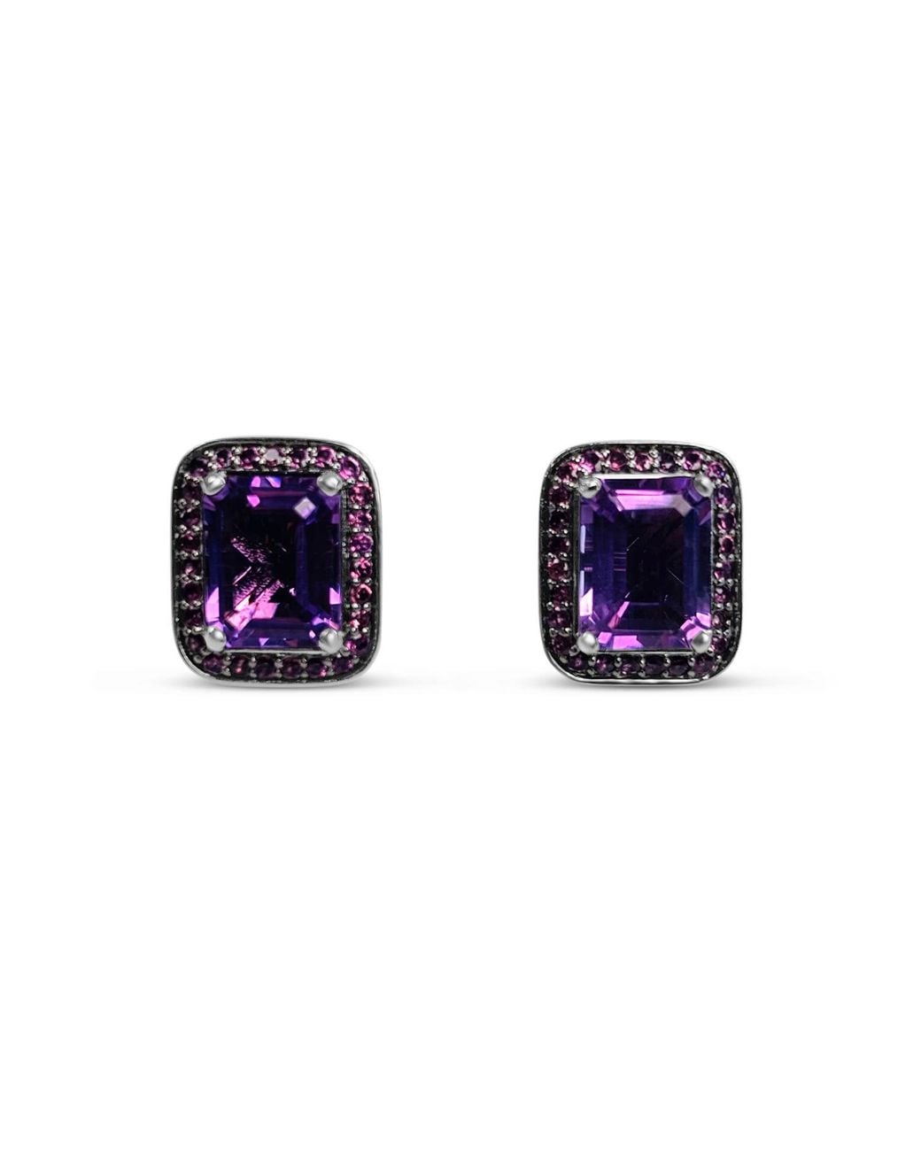 Bellus Domina Blue Sterling Amethyst & Cubic Zirconia Square Earrings