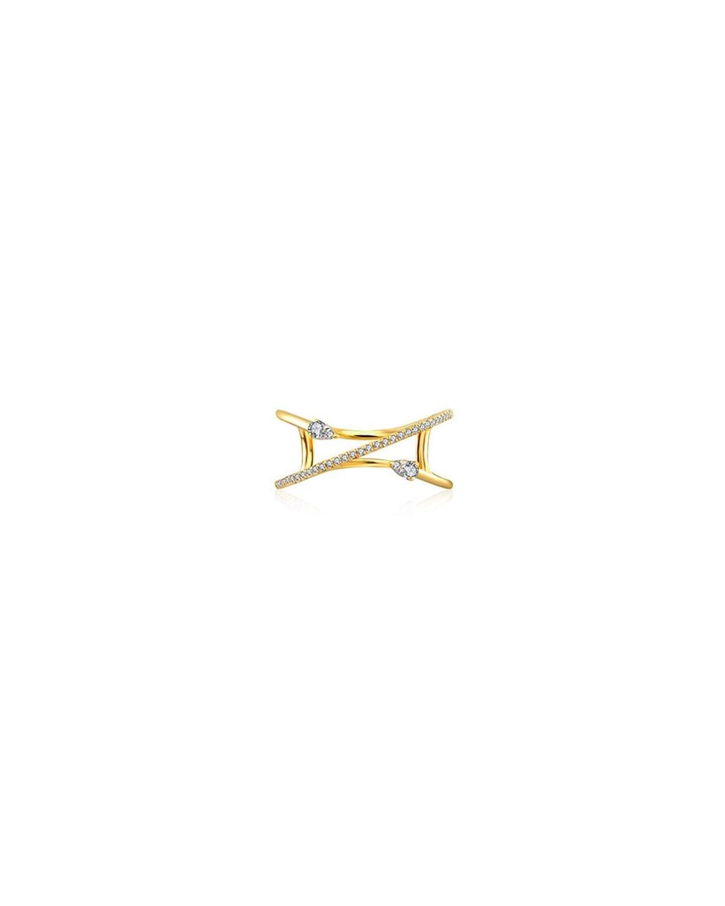 Genevieve Collection Metallic 18K Double Arrow Spiral Diamond Ring