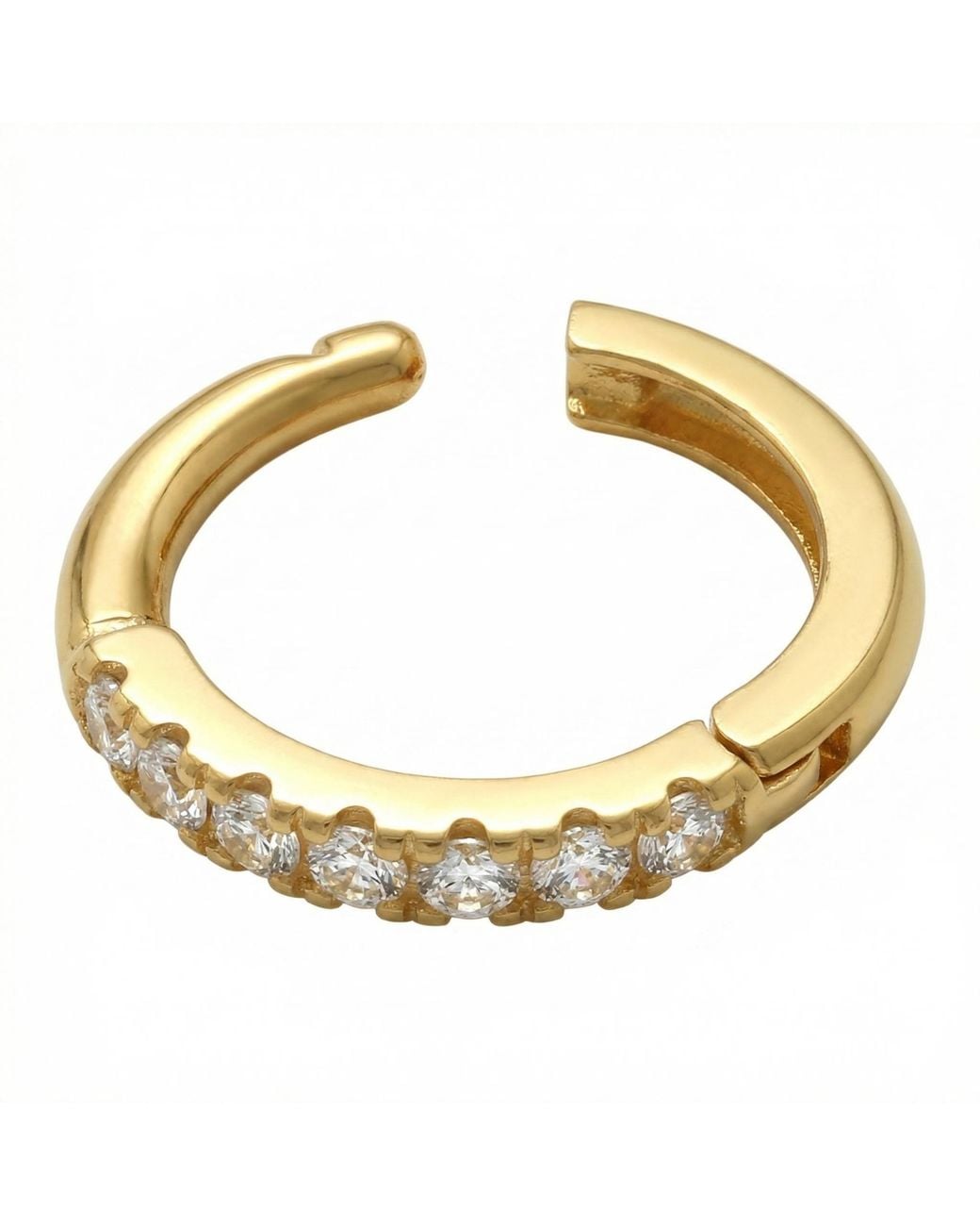 Zahav Jewelry Metallic 14K Solid 14G 10Mm Cz Clicker Belly Hoop