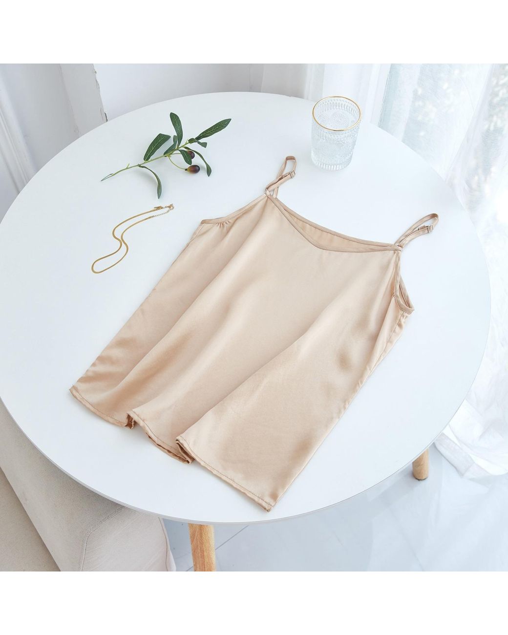 Soft Strokes Silk Brown Pure Mulberry Silk Camisole With Adjustable Straps