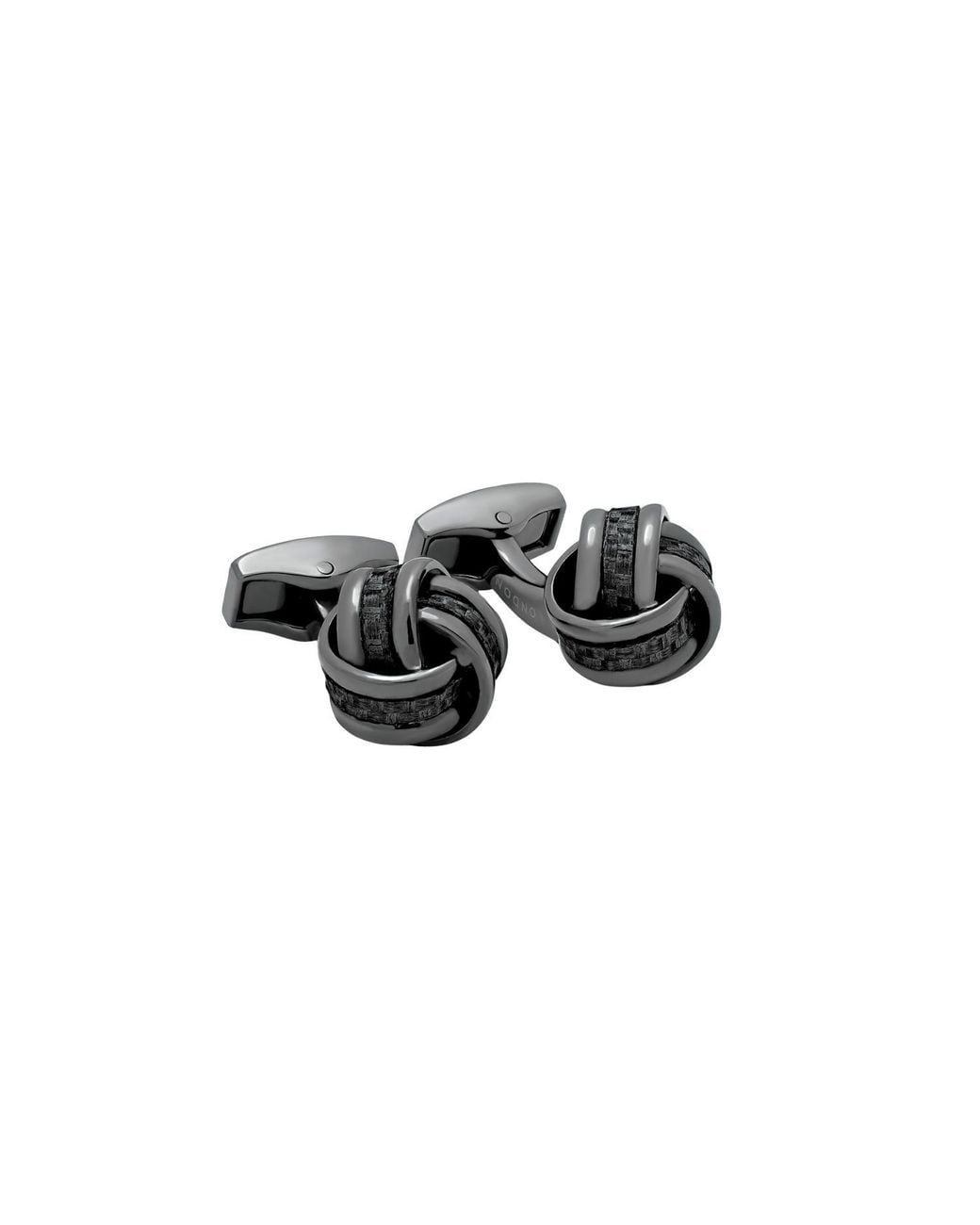 Tateossian Black Carbon Knot Cufflinks With Gunmetal Plated & Carbon Fibre for men