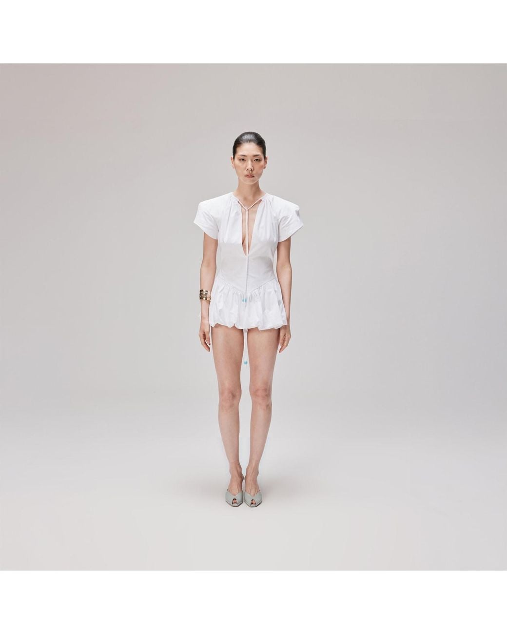 Herfetch White Mini Pearl Dress