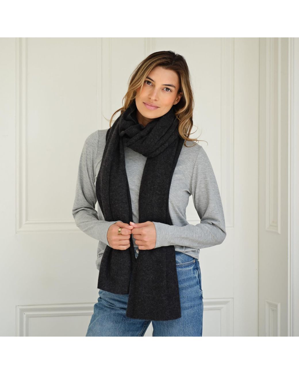 Cove Black Lola Charcoal Cashmere Travel Wrap