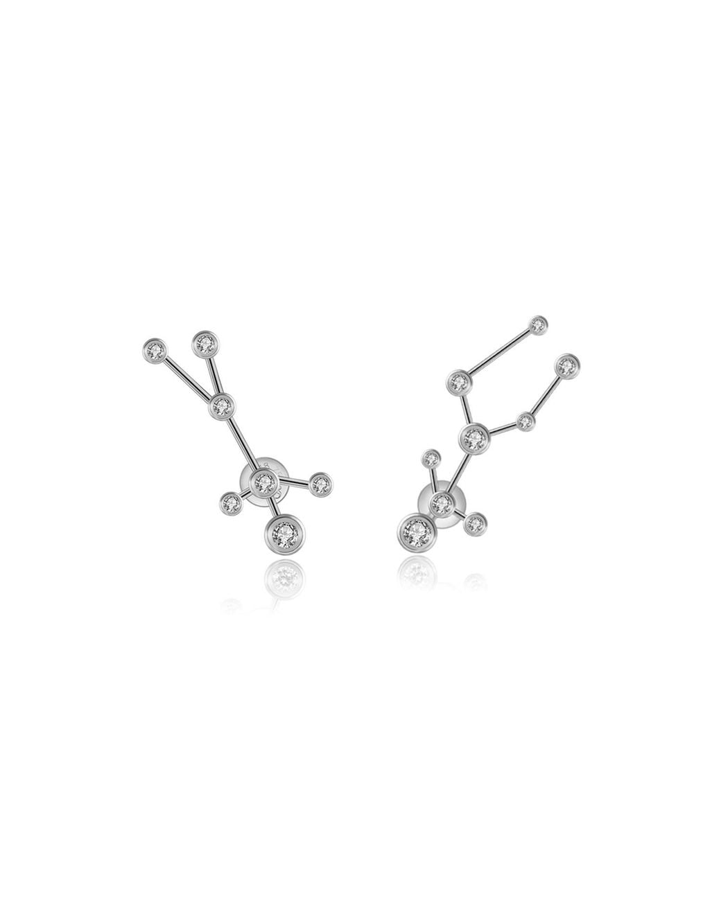 Genevieve Collection Metallic Gemini Zodiac Constellation Earing 18K & Diamond