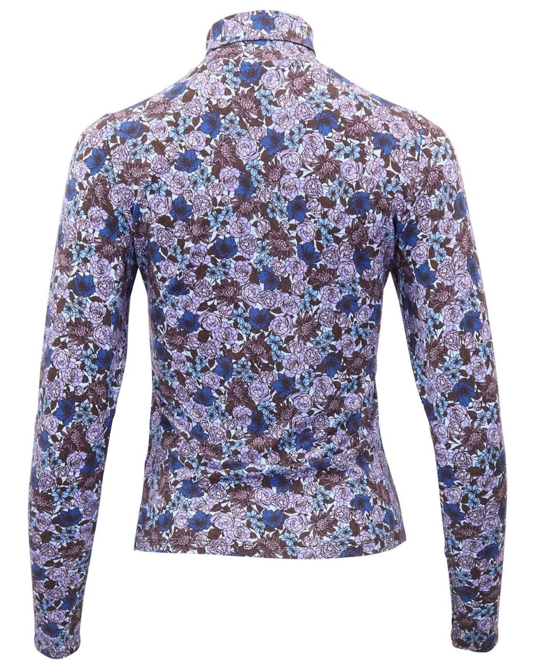 Lords of Harlech Blue Kate Ternberg Floral Brownie Lyocell Stretch Turtleneck