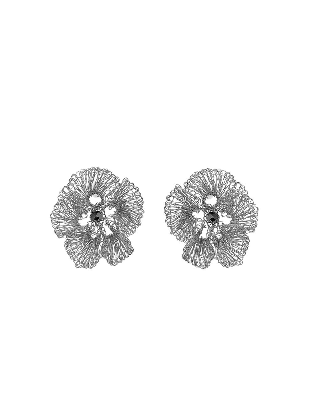 Lavish by Tricia Milaneze Metallic All Plumeria Handmade Post Earrings