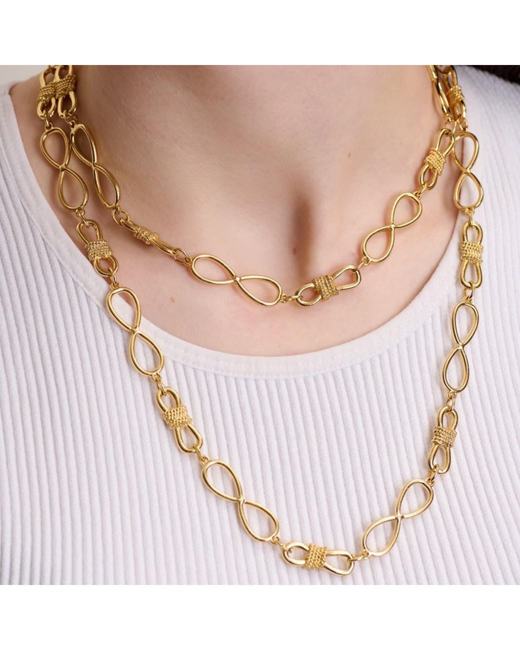 Caramel Vintage Jewellery Metallic Infinity Link Chain Necklace