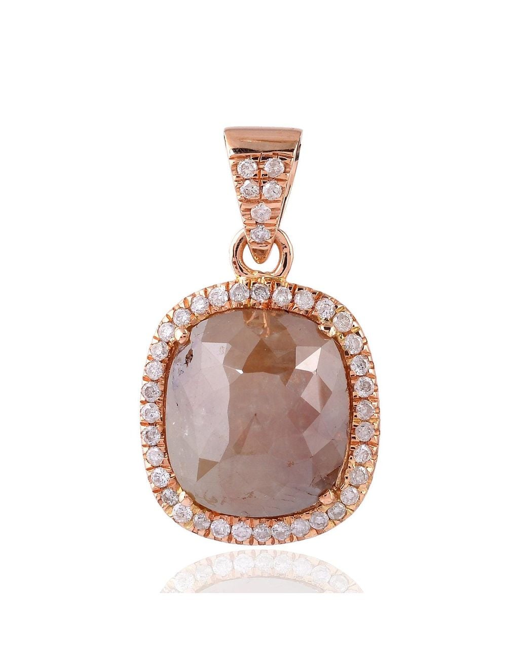 Artisan Pink 18k Rose Gold In Pave Natural Ice Diamond Designer Charm Pendant