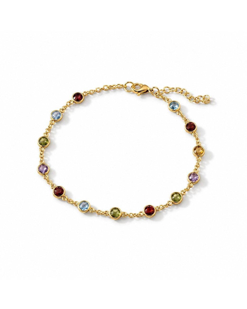 Saéa Metallic Mixed Gemstone Bezel Station Chain Bracelet