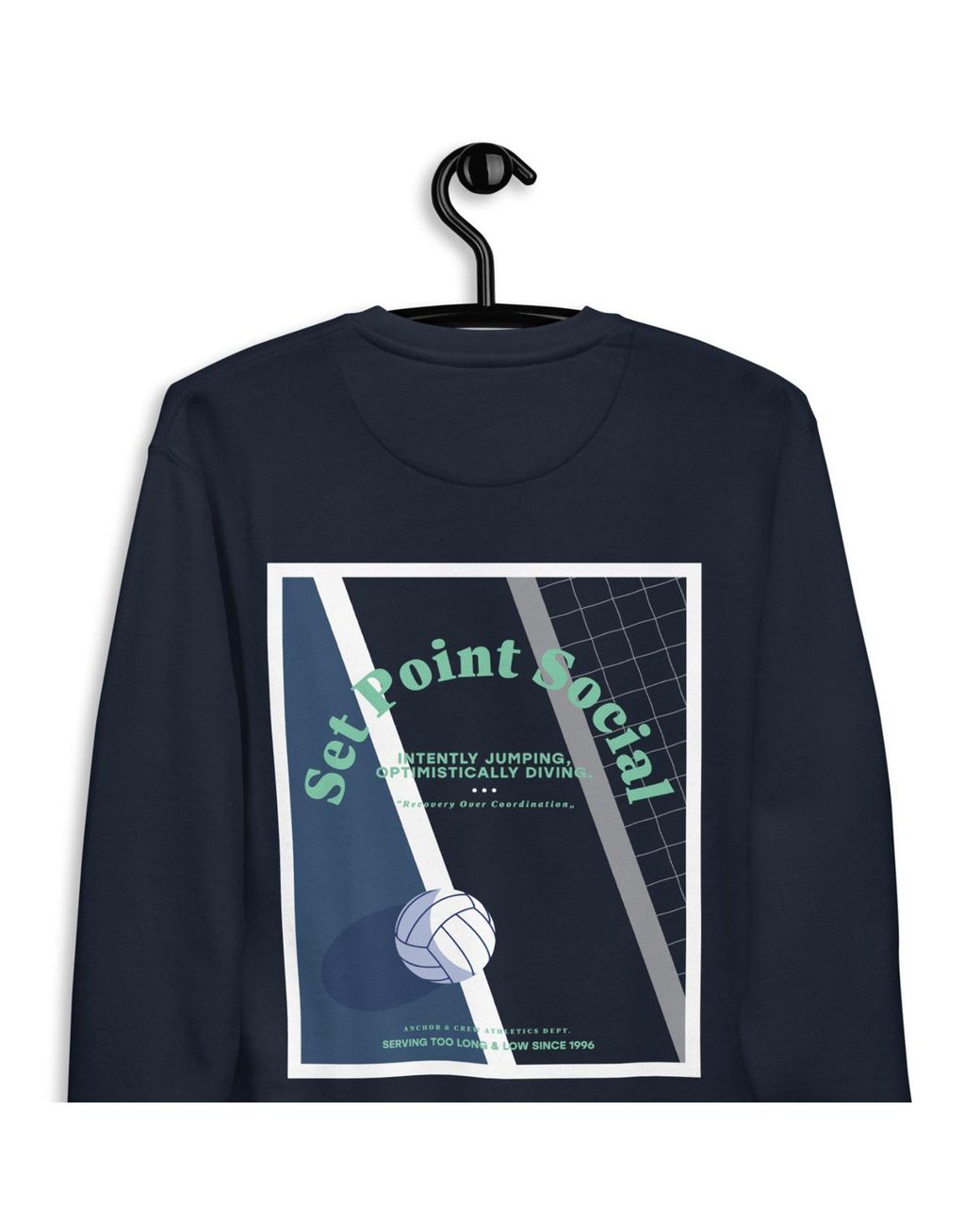 Anchor and Crew Blue Set Point Social Volleyball Club League Organic Cotton Sweatshirt