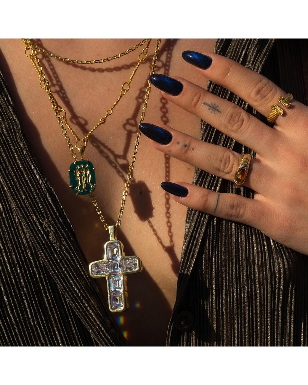 Ece London Metallic The Fortuna Cross Necklace