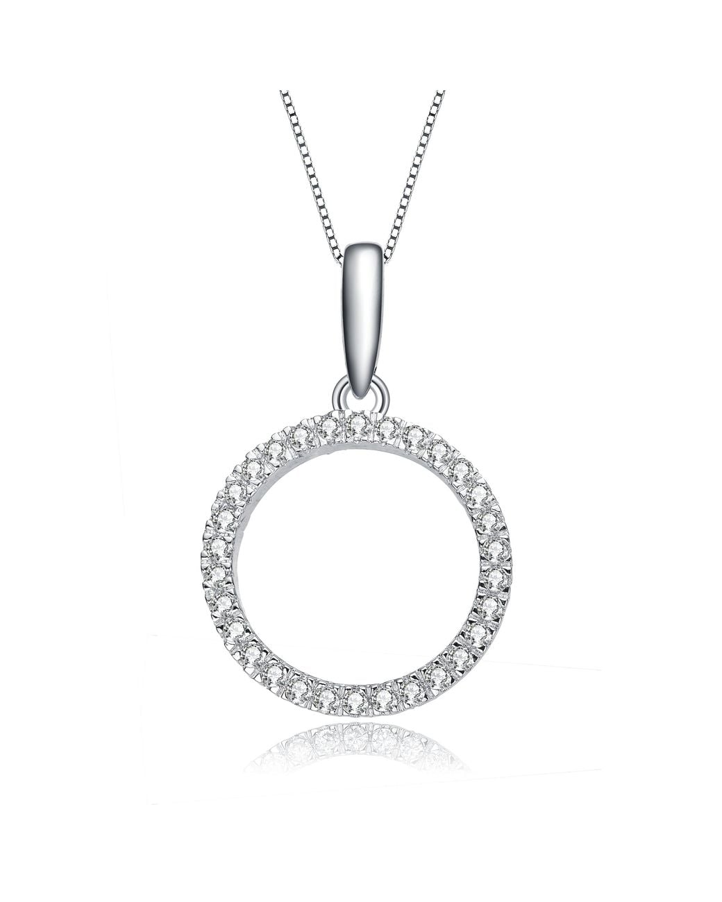 Genevive Jewelry Metallic Rachel Glauber Exclusive Plated Cubic Zirconia Circle Shaped Pendant Necklace