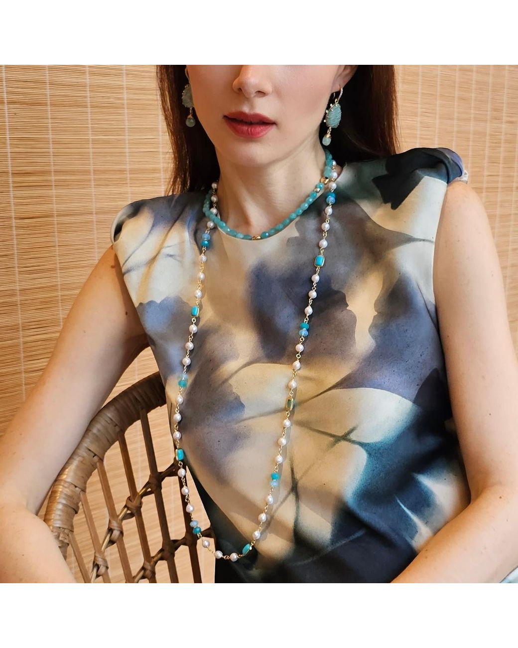 Farra Blue Amazonite Minimalist Short Necklace