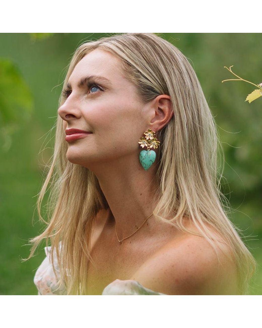 The Pink Reef Green Puff Heart Earring