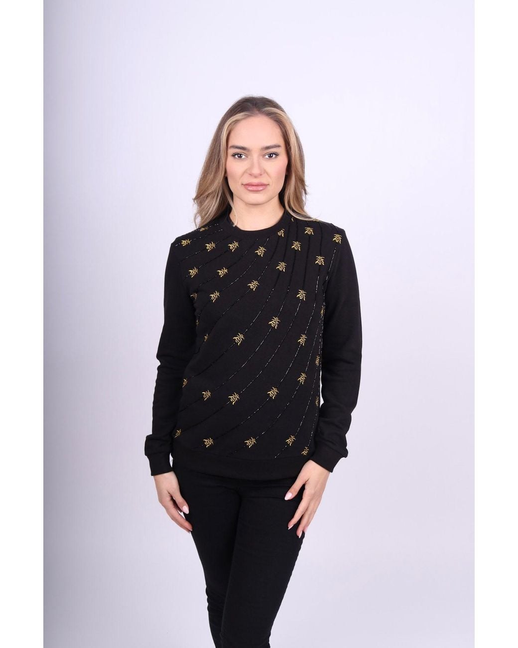Any Old Iron Black Golden Emrboidered Wasp Beaded Sweatshirt for men