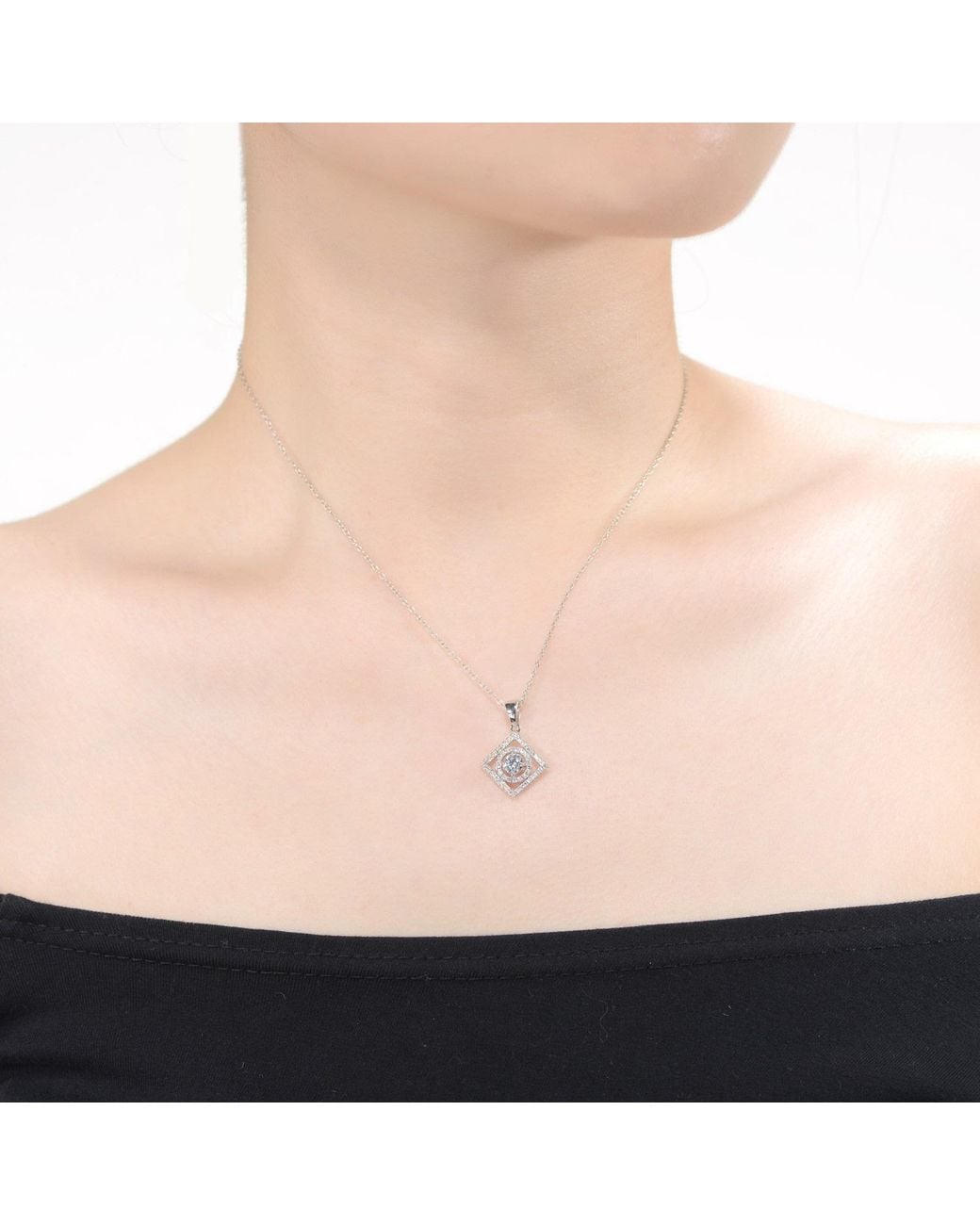 Genevive Jewelry Metallic Rachel Glauber Elegant Plated Square Pendant Necklace