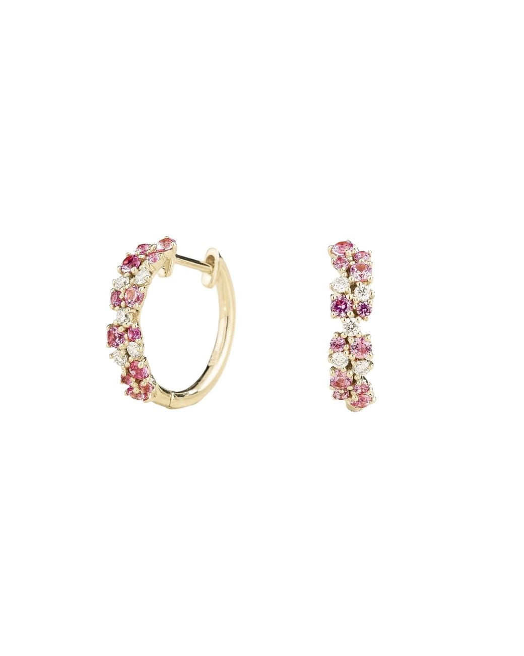Juvetti Metallic Starry Huggie Earrings Set With Sapphire & Diamond